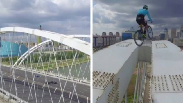 Италиялық экстремал Астанадағы көпірде түсірілген қауіпті трюктің видеосын жариялады